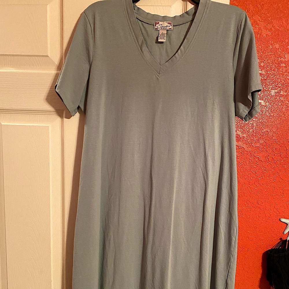 Dark mint green, Tee shirt dress, size large